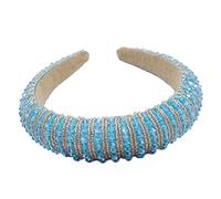 Diademas con cuentas de cristal y diamantes de imitación para el pelo, accesorios para peinar el cabello de estilo barroco, diademas para mujer, azul cielo y dorado