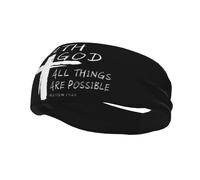 Diademas con Dios Todas las cosas son posibles Fe cristiana Retro Deportes Denim 1 Banda para el sudor para mujeres Hombres-Yoga Banda para el sudor Bandas elásticas anchas para el cabello para deport