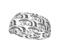 Diademas con diseño de gato cuidando a un panda para hombre y mujer, antideslizantes, absorbentes, deportivas, para gimnasio, baloncesto, yoga.