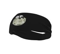 Diademas con diseño de panda abrazando la luna para hombre y mujer, antideslizantes y absorbentes, para gimnasio, baloncesto, yoga.