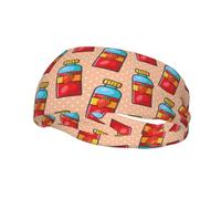 Diademas con diseño sin costuras de botella de jugo de fresa para hombre y mujer, antideslizantes, absorbentes, deportivas, para gimnasio, baloncesto, yoga