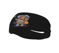 Diademas con forma de oso sosteniendo una calabaza de Halloween para lanzar un hechizo. Bandas para el pelo antideslizantes y absorbentes para hombre y mujer, ideales para gimnasio, baloncesto, yoga.