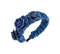 Diademas con forma de rosa para mujer y niña, plisadas, de ala ancha, para spa, para el pelo, diadema multiusos para tomar fotos, aro de pelo para mujer, rosa dulce, decorativa, bonita