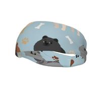 Diademas con huellas de Pomerania y huesos de perro para hombre y mujer. Diadema para correr. Cinta para el pelo que absorbe el sudor. Ideal para el gimnasio.