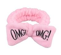 Diademas con letras OMG for mujeres y niñas, turbante for lavar la cara, bandas elásticas for el cabello, accesorios de lana Coral, 2 uds para Belleza Lavado de Cara Bañarse(Pink)