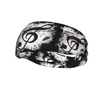 Diademas con notas musicales para mujer, diadema antideslizante para lavado de cara, diadema de maquillaje, diadema deportiva para correr, banda elástica para el sudor, diademas anchas de moda para mu