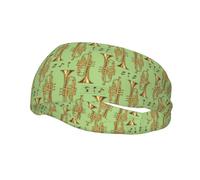 Diademas con patrón de trombones dorados y notas musicales, banda deportiva para el sudor, bandas para ejercicios atléticos, turbante para el cabello para hombres y mujeres, yoga y fitness.
