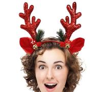 Diademas de asta para mujer, diadema de asta de Navidad, accesorio para el cabello, diadema de Navidad con orejas de peluche, accesorios de disfraz para decoración de vacaciones, eventos temáticos y