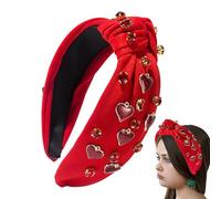 Diademas de corazón con diamantes de imitación, diadema anudada con corazón, diadema de corazón para mujer, diadema de nudo superior, accesorios para el día de San Valentín para fiestas de vacaciones