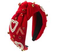 Diademas de costura hechas a mano con cuentas para mujeres y niñas, diademas anudadas con corazón, diadema de ala ancha X Love