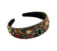 Diademas de diamantes de imitación, accesorios para el cabello para mujer, con esponja gruesa bordada, diadema para el pelo