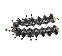 Diademas de encaje negro con perlas para bodas, novia, diadema de lujo para mujeres a la moda