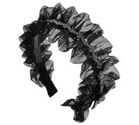 Diademas de encaje plisadas francesas para mujer y niña, diadema de maquillaje para fotografía, viajes, para maquillaje de niña