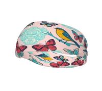 Diademas de Entrenamiento Birds Flowers2 para Mujer, Cintas Deportivas Antideslizantes para la Cabeza es