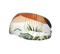 Diademas de Entrenamiento Boho Sage Green Plant Palm Leaf para Mujer, Antideslizantes, Deportivas, para el Cabello, absorbentes de Sudor, elásticas y Suaves, para Correr, Viajar y a la Moda.