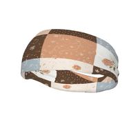 Diademas de Entrenamiento con Estampado de Patchwork de Flores Marrones para Mujeres, Cintas Deportivas Antideslizantes para el Cabello, Cintas elásticas