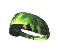 Diademas de entrenamiento para mujer - Halloween Bosque Verde Bruja Bandas elásticas para la cabeza para el sudor para el cabello de mujer, banda de sudor que absorbe la humedad para deportes, correr