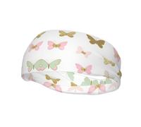 Diademas de Entrenamiento Pink Gold Green Butterfly1 para Mujer, Cintas Deportivas Antideslizantes para el Cabello