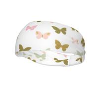 Diademas de Entrenamiento Pink Gold Green Butterfly2 para Mujer, Cintas Deportivas Antideslizantes para el Cabello