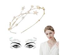 Diademas de Estrella de Cinco Puntas Brillante,Incidental 1 pcs Brillantes Para la Cara,Tocados de Pelo Boda Oro,Diadema Estrella de Navidad,Horquillas Pelo Mujer Fiesta,para Novias,Halloween,Navidad