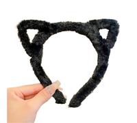 Diademas de felpa con orejas de gato Lolita para niñas, diademas peludas de dibujos animados para mujer, disfraz de cosplay, accesorios para el cabello coreano (negro)