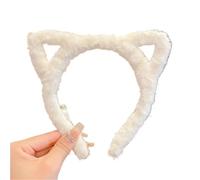 Diademas de felpa con orejas de gato Lolita para niñas, diademas peludas de dibujos animados para mujer, disfraz de cosplay, accesorios para el cabello coreano (blanco)