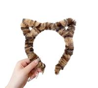 Diademas de felpa con orejas de gato Lolita para niñas, diademas peludas de dibujos animados para mujer, disfraz de cosplay, accesorios para el cabello coreano (leopardo)