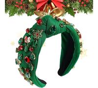 Diademas de fiesta de Navidad - Diademas anchas con cuentas de diamantes de imitación, diadema de nudo festivo, accesorios de Navidad para citas, fotos, espectáculos de escenario