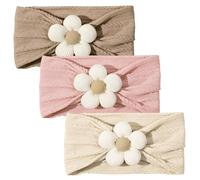 Diademas de flores para bebé (paquete de 3), suaves y elásticas, accesorios para el cabello para recién nacidas y niñas pequeñas.