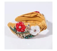 Diademas de flores rosas y diamantes de imitación para mujer, estilo barroco, de tela cosida a mano, exquisita joyería para el cabello Bohemia Palace