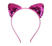 Diademas de gato con lentejuelas, paquete 2, orejas bonitas, diadema reversible escamas pez, diademas brillantes(Rose Red)