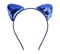 Diademas de gato con lentejuelas, paquete 2, orejas bonitas, diadema reversible escamas pez, diademas brillantes(Sapphire)