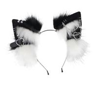 Diademas de gato para niñas y mujeres, diadema de lavado facial | Cómoda diadema para Halloween | Diademas de gato con adorno de cadena de corazones de metal para amigos de la