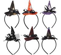 Diademas de Halloween,6 Piezas Sombrero de Bruja Diadema Aro de Pelo Disfraz Disfraces Accesorios para el Cabello Araña Calavera Murciélago Diadema de Bruja para niñas y Mujeres Fiesta de Halloween