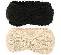 Diademas de Invierno para Mujer, 2 Piezas de Calentadores de Orejas de Punto con Forro cálido y Acogedor y Orejeras de Ganchillo de Cable Suave para Deportes al Aire Libre