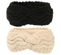 Diademas de invierno para mujer, 2 uds., calentadores de orejas de punto con forro cálido y acogedor, orejeras de ganchillo de Cable suave para invierno al aire libre