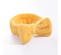 Diademas de lazo sólido para mujer, forro polar coral, maquillaje, spa, lavado facial, turbante para la cabeza, toalla para el pelo, accesorios para la cabeza (amarillo)