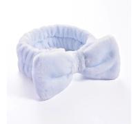 Diademas de lazo sólido para mujer, forro polar coral, maquillaje, spa, lavado facial, turbante para la cabeza, toalla para el pelo, accesorios para la cabeza (azul claro)