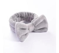 Diademas de lazo sólido para mujer, forro polar coral, maquillaje, spa, lavado facial, turbante para la cabeza, toalla para el pelo, accesorios para la cabeza (gris)