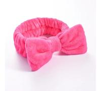 Diademas de lazo sólido para mujer, forro polar coral, maquillaje, spa, lavado facial, turbante para la cabeza, toalla para el pelo, accesorios para la cabeza (rojo rosa)