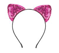 Diademas de lentejuelas Diademas de orejas de gato, Diademas de orejas de lentejuelas con purpurina Aros de metal para el cabello para mujeres y niñas Suministros para la vida diaria y la fiesta(05)