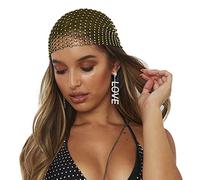 Diademas de malla con diamantes de imitación de purpurina de cristal para la cabeza de red de turbante elástico, accesorio para el cabello