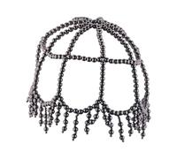 Diademas de malla para mujer, diademas de perlas, accesorios para el cabello de novia, joyería para ceremonias nupciales y eventos de concurso, cubierta de cabeza de punto