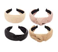 Diademas de moda para mujer, accesorios para el cabello, nudo trenzado, ancho, punto a mano, declaración, verano, retro, gracia, elegantes, anchas, 4 piezas