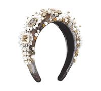Diademas de moda para mujer, estilo barroco europeo y americano, aro para el pelo con tela de diamantes, aro para la cabeza con perlas de imitación, accesorios para el cabello, color negro