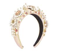 Diademas de moda para mujer, estilo barroco europeo y americano, aro para el pelo con tela de diamantes, aro para la cabeza con perlas de imitación, accesorios para el cabello, color rosa