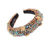 Diademas de moda para mujer, estilo europeo y americano, estilo cortesano, con diamantes de imitación, gruesas, con esponja, accesorios para el cabello con cuentas barrocas exquisitas, color F