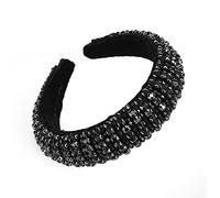 Diademas de moda para mujer, estilo europeo y americano, estilo cortesano, con diamantes, esponja gruesa, accesorios para el cabello con cuentas exquisitas y barrocas, F negro