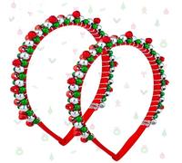 Diademas de Navidad, 2 diademas de Navidad, diademas para el pelo de Navidad, diadema navideña para niños, diademas navideñas para adultos, accesorios de decoración navideña (rojo)