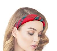Diademas De Navidad Para Mujeres,Accesorio De Disfraz Rojo A Cuadros | Diademas Anchas y Modernas - Mujeres Niñas Reuniones Familiares Celebraciones Estacionales Boda Concierto Evento